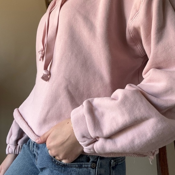 Pink Cropped Hoodie Sweatshirt - Picture 4 of 11